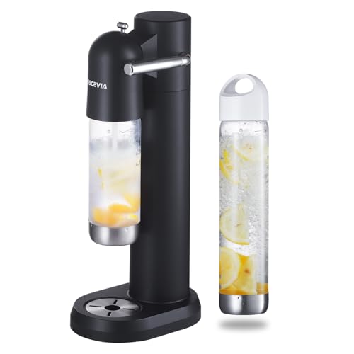 OSCEVIA Sparkling Water Machine Soda Maker Beverage Drink Dispenser for Home, Soda Streaming Maker with BPA Free Bottles(1L+0.5L), Seltzer Fizzy Maker Compatible with Screw-in 60L CO2 (NOT Included), Black - Image 1