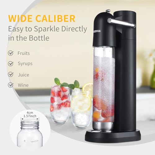 OSCEVIA Sparkling Water Machine Soda Maker Beverage Drink Dispenser for Home, Soda Streaming Maker with BPA Free Bottles(1L+0.5L), Seltzer Fizzy Maker Compatible with Screw-in 60L CO2 (NOT Included), Black - Image 2