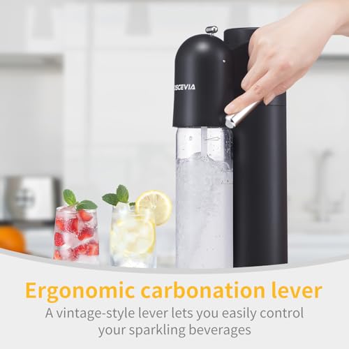 OSCEVIA Sparkling Water Machine Soda Maker Beverage Drink Dispenser for Home, Soda Streaming Maker with BPA Free Bottles(1L+0.5L), Seltzer Fizzy Maker Compatible with Screw-in 60L CO2 (NOT Included), Black - Image 3