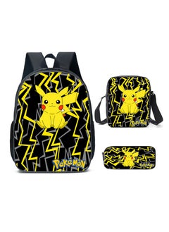 Pokemon Pikachu Cartoon Backpack Three-piece Student School Bag 