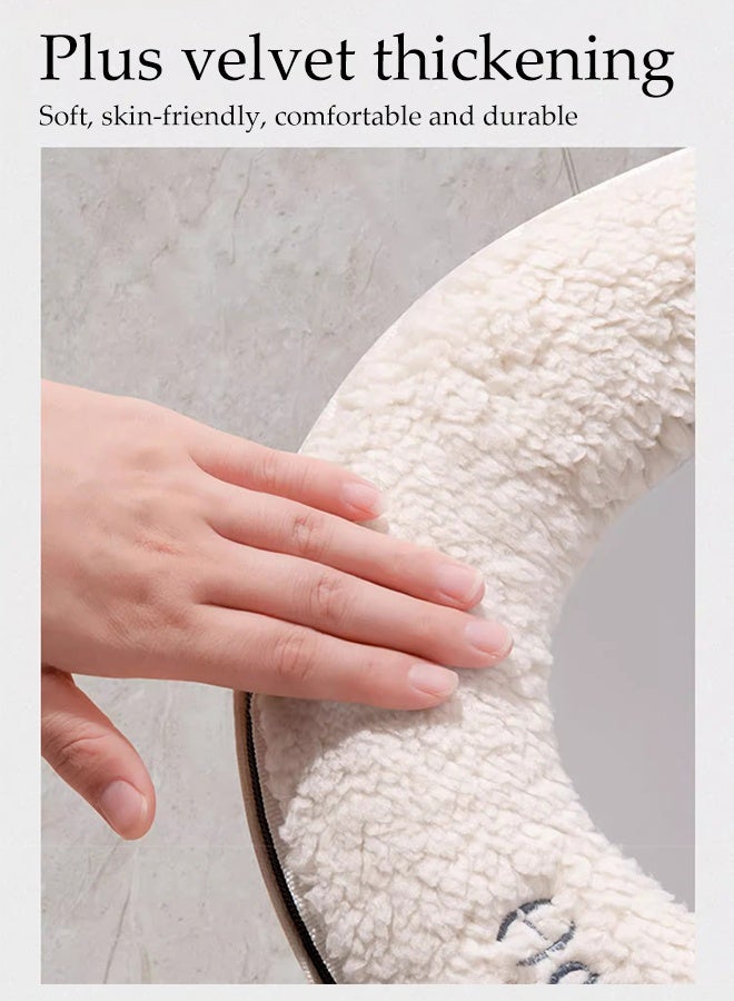 DUNISO Toilet Seat Cover with Lifter Handle, Warm Plush Washable Pads Mat,Toilet Seat Cover Pads, Soft Universal Toilet Seat Cover Pads, Stretchable Washable Toilet Seat Cover Pads,Easy Installation Cushion Lid Covers ﻿ - Image 3