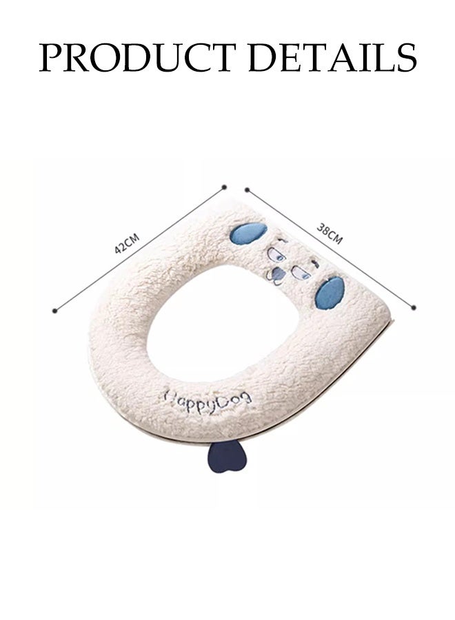 DUNISO Toilet Seat Cover with Lifter Handle, Warm Plush Washable Pads Mat,Toilet Seat Cover Pads, Soft Universal Toilet Seat Cover Pads, Stretchable Washable Toilet Seat Cover Pads,Easy Installation Cushion Lid Covers ﻿ - Image 2