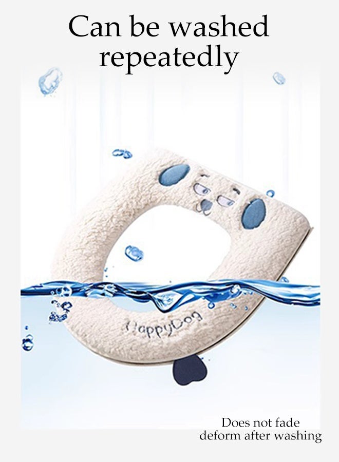 DUNISO Toilet Seat Cover with Lifter Handle, Warm Plush Washable Pads Mat,Toilet Seat Cover Pads, Soft Universal Toilet Seat Cover Pads, Stretchable Washable Toilet Seat Cover Pads,Easy Installation Cushion Lid Covers ﻿ - Image 5