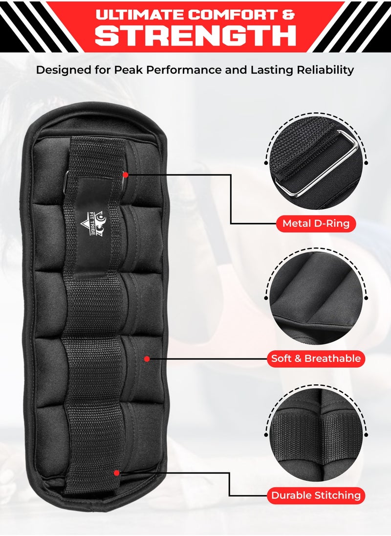 2pcs Adjustable Ankle Weights 1-5 lbs Each, 2-10 lbs Pair Leg Weights, Perfect for Strength Training, Fitness, Core Workouts, Walking, and Jogging, Comfortable Secure Fit for Men & Women (Black)