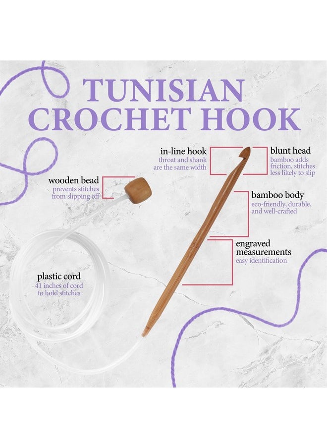 BambooMN Jubileeyarn Bamboo Tunisian Circular Crochet Hook Set 12 Sizes Carbonized Brown  - Image 3