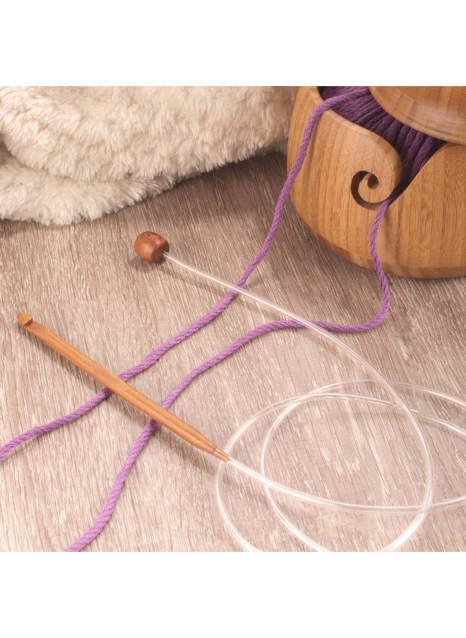 BambooMN Jubileeyarn Bamboo Tunisian Circular Crochet Hook Set 12 Sizes Carbonized Brown  - Image 2