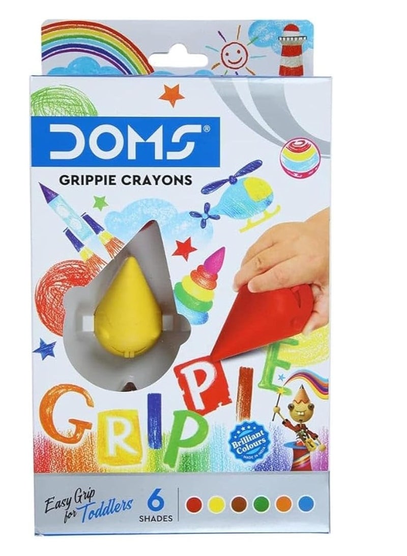 دومس أقلام تلوين دومز جريبي، 6 ظلال متنوعة بألوان رائعة وفنون وحرفية للأطفال - Image 1