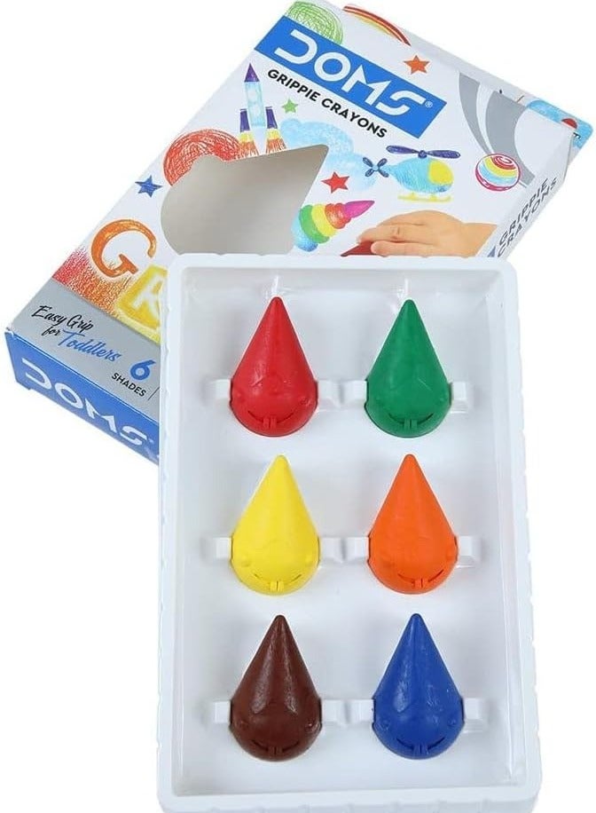 دومس أقلام تلوين دومز جريبي، 6 ظلال متنوعة بألوان رائعة وفنون وحرفية للأطفال - Image 2