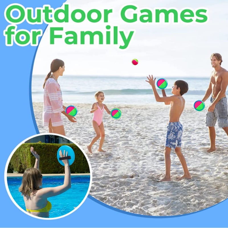 LRUUIDDE Ball Catch Set Games Toss Paddle,Kids Outdoor Toys, Toss and Catch Game Set, Beach Toys Back Yard Backyard with 2 Paddles 2Balls Yard Games Suitable for Kids Birthday Gift Ideal (Blue) - Image 2