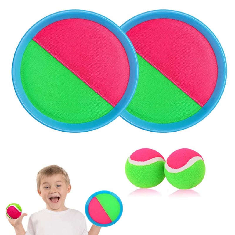 LRUUIDDE Ball Catch Set Games Toss Paddle,Kids Outdoor Toys, Toss and Catch Game Set, Beach Toys Back Yard Backyard with 2 Paddles 2Balls Yard Games Suitable for Kids Birthday Gift Ideal (Blue) - Image 1