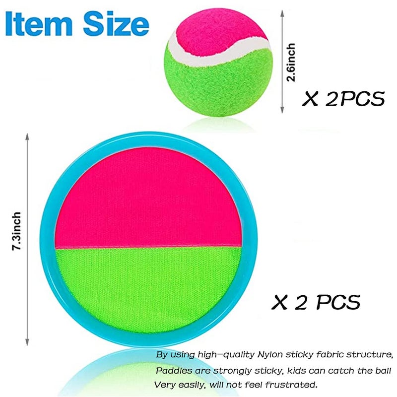 LRUUIDDE Ball Catch Set Games Toss Paddle,Kids Outdoor Toys, Toss and Catch Game Set, Beach Toys Back Yard Backyard with 2 Paddles 2Balls Yard Games Suitable for Kids Birthday Gift Ideal (Blue) - Image 4