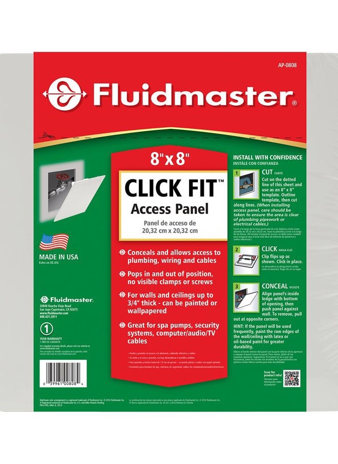 Fluidmaster AP-0808 Click Fit Access Panel for Plumbing, Wiring, and Cables, Size 8-In. x 8-In., Easy Install , White  - Image 5