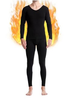 GGEROU Men's Thermal Underwear Set Soft Thermal Underwear Base Layer Long Johns Set V-Neck Thermal Underwear  - Image 2
