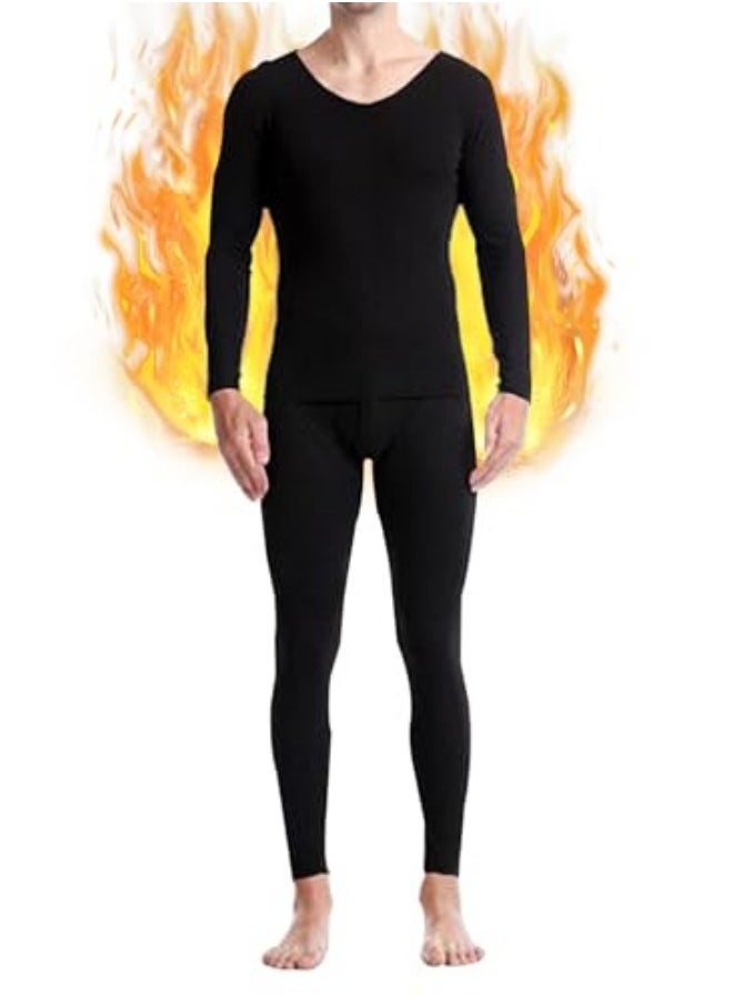 GGEROU - Men's Thermal Underwear Set Soft Thermal Underwear Base Layer Long Johns Set V-Neck Thermal Underwear - Image 1
