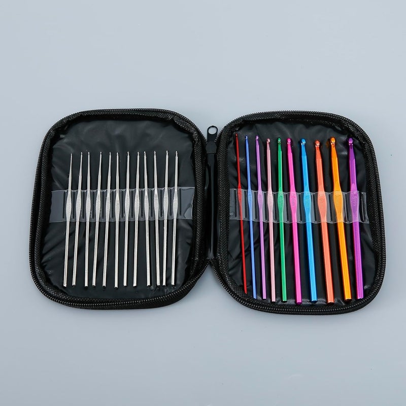 Kuber Industries Kuber Industries Crochet Hook Needle Set with CaseErgonomic Sewing Knitting Needle Kit Black - Image 5