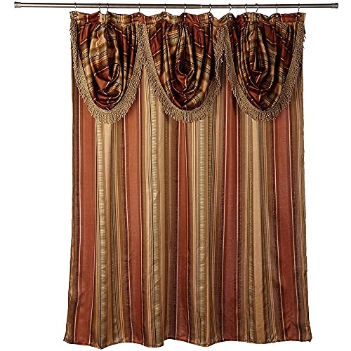 Popular Bath Contempo Bathroom Shower Curtain Luxury Classic Shower Curtain Contemporary Fabric Shower Curtain Unique Design Stylish Striped Shower Curtain, Spice color - Image 4