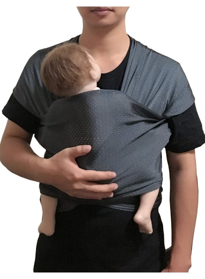 Vlokup Baby Wrap Sling Carrier for Newborn, Infant, Toddler, Child Breathable Lightweight Stretch Mesh Water Sling Nice for Summer, Pool, Beach, Swimming Perfect Shower Gift Grey - Image 1