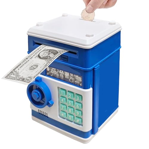 Totola Piggy Bank Electronic Mini ATM for Kids Baby Toy Safe Coin Banks Money Saving Box Password Code Lock for ChildrenBoys Girls Best GiftBlue - Image 1