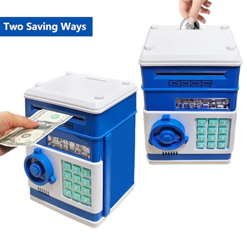 Totola Piggy Bank Electronic Mini ATM for Kids Baby Toy Safe Coin Banks Money Saving Box Password Code Lock for ChildrenBoys Girls Best GiftBlue - Image 5