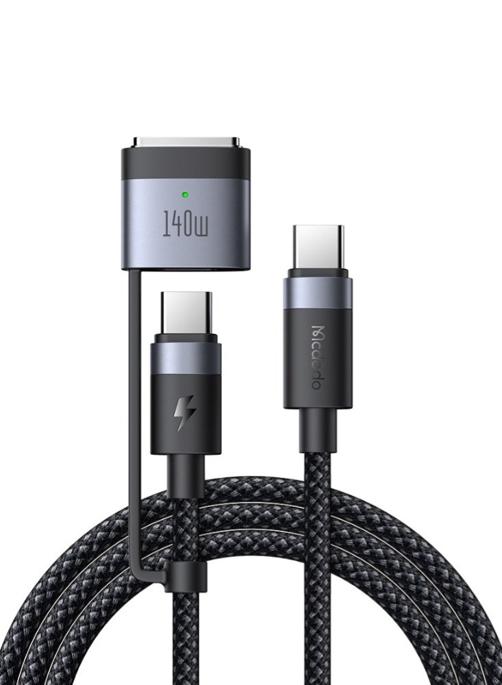 مكدودو كابل Mcdodo CA-0140 متعدد 2 في 1 USB-C إلى USB-C وMagSafe 3 بقدرة 240 واط / 140 واط PD شحن سريع بطول 2 متر لون أسود لأجهزة اللابتوب - Image 1