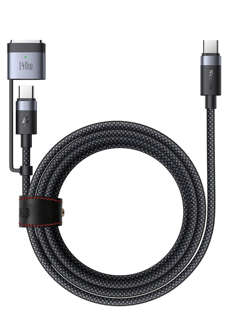 مكدودو كابل Mcdodo CA-0140 متعدد 2 في 1 USB-C إلى USB-C وMagSafe 3 بقدرة 240 واط / 140 واط PD شحن سريع بطول 2 متر لون أسود لأجهزة اللابتوب - Image 2