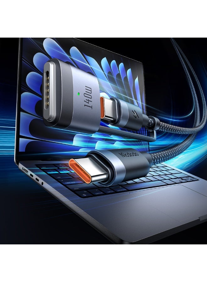 مكدودو كابل Mcdodo CA-0140 متعدد 2 في 1 USB-C إلى USB-C وMagSafe 3 بقدرة 240 واط / 140 واط PD شحن سريع بطول 2 متر لون أسود لأجهزة اللابتوب - Image 3