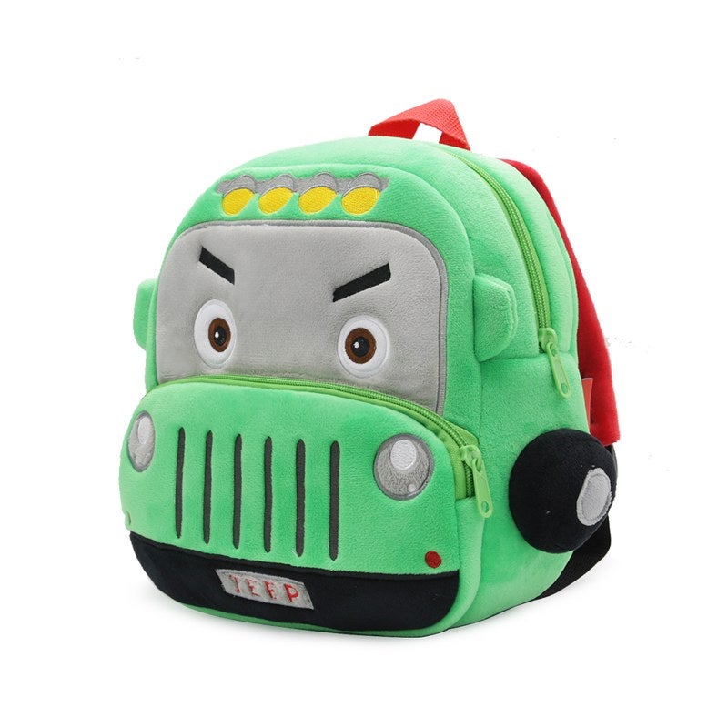 Plush Kids Backpack, Medium Jeep Vehicle Design, Soft Lightweight School Bag for Toddlers and Preschool Kids - Image 1