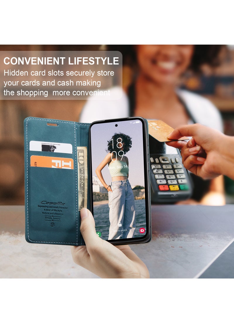 CaseMe For Samsung Galaxy A55 Cover, Soft PU Leather Shockproof Mobile Phone Wallet Case, Full Body Protective Flip Cover Magnetic Adsorption Back Cover - Image 5