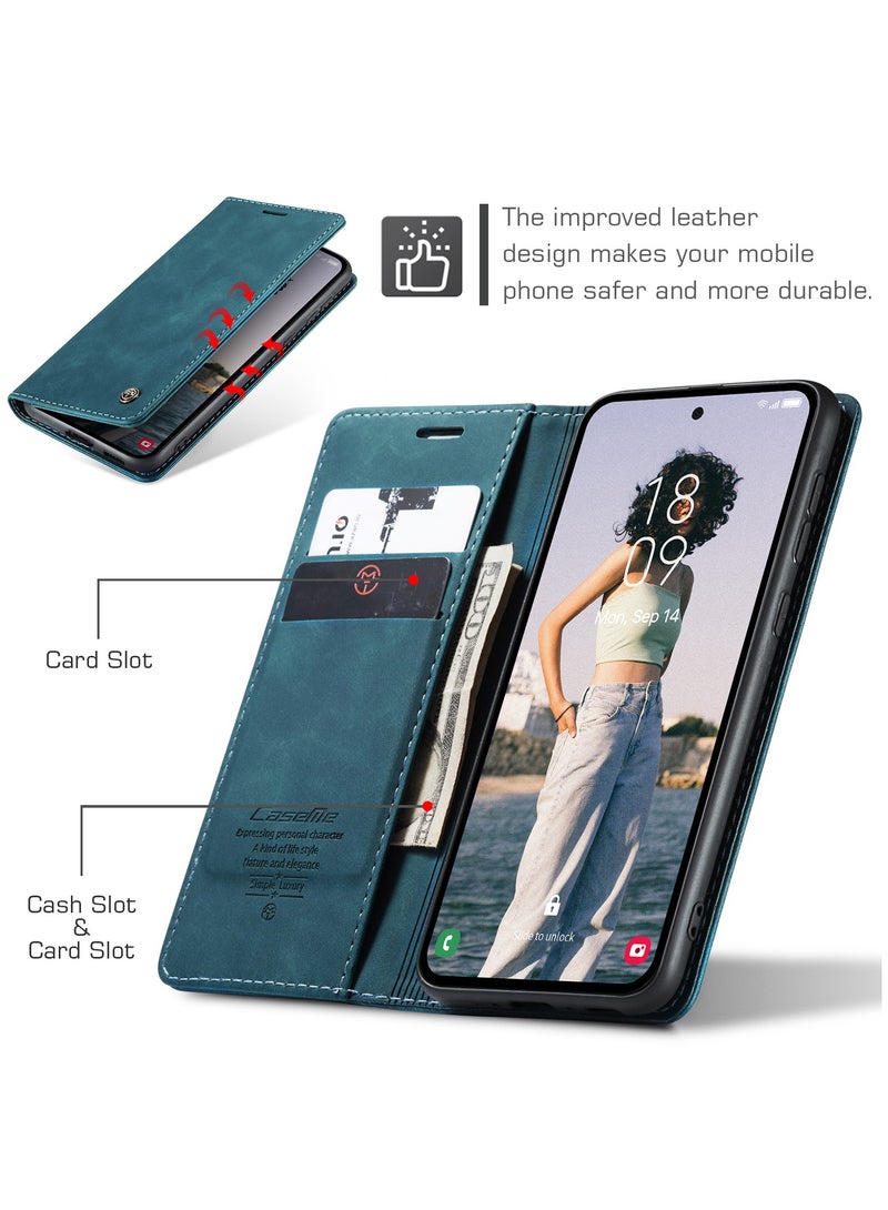 CaseMe For Samsung Galaxy A55 Cover, Soft PU Leather Shockproof Mobile Phone Wallet Case, Full Body Protective Flip Cover Magnetic Adsorption Back Cover - Image 2