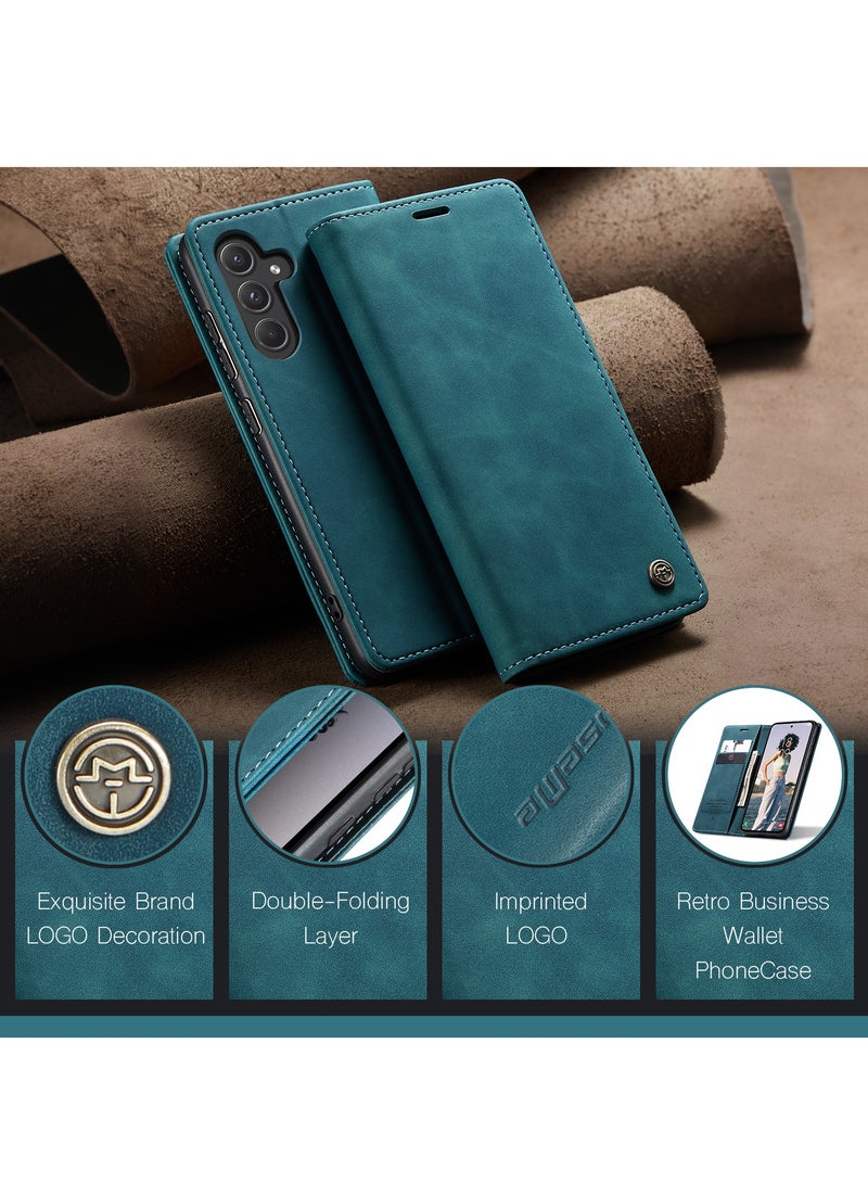 CaseMe For Samsung Galaxy A55 Cover, Soft PU Leather Shockproof Mobile Phone Wallet Case, Full Body Protective Flip Cover Magnetic Adsorption Back Cover - Image 4