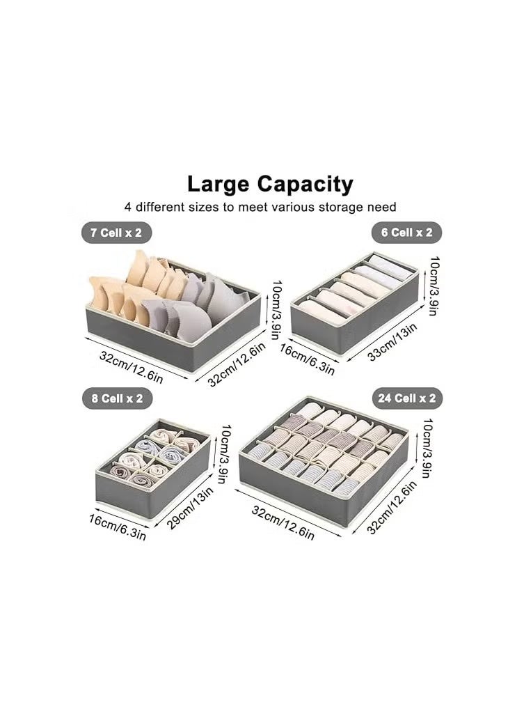 8 مجموعات من منظم الملابس الداخلية القابل للطي، صناديق تخزين أسفل السرير لتنظيم الملابس الداخلية، حمالات الصدر، الجوارب، الربطات، الأحزمة، القمصان الداخلية - Image 2