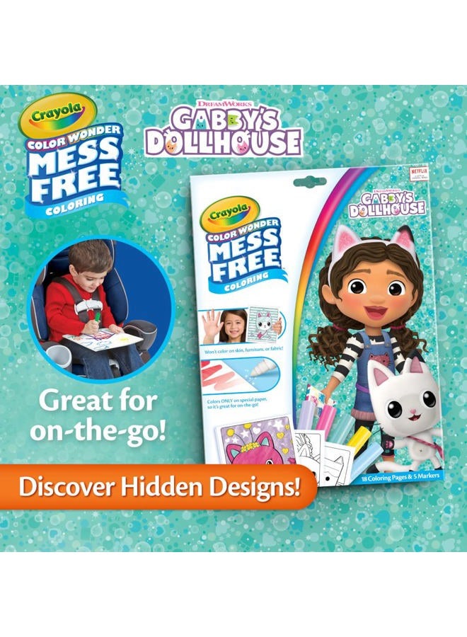Crayola Gabbys Dollhouse Color Wonder, 18 Mess Free Coloring Pages & 5 No Mess Markers, Gift for Kids - Image 4
