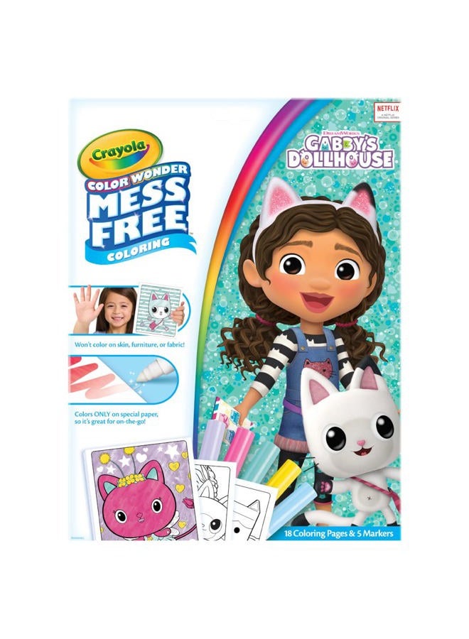 Crayola Gabbys Dollhouse Color Wonder, 18 Mess Free Coloring Pages & 5 No Mess Markers, Gift for Kids - Image 2