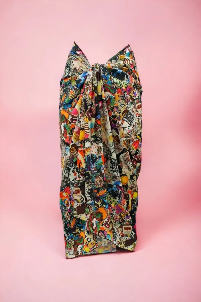 Pistore Vintage Retro Patterned Long Pareo Chiffon Women's Beach Dress New Season