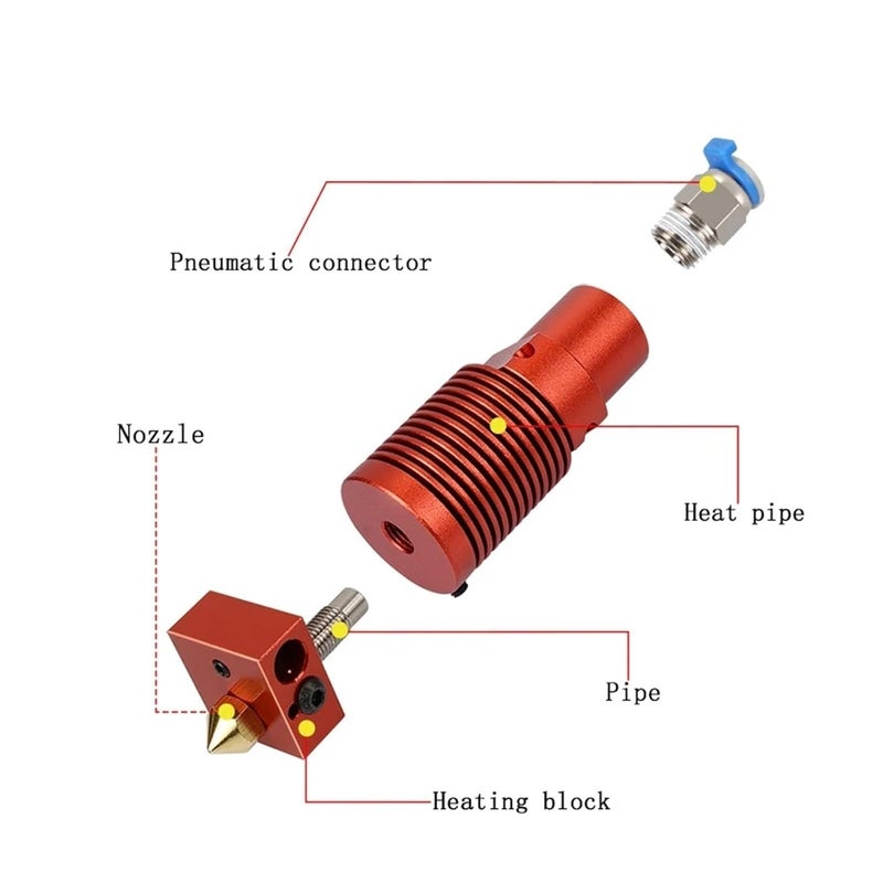CR10S Pro V2 Plus طقم رأس التسخين مع فوهة 0.4 مم، مقياس الحرارة، باثق لطابعة Ender 3 ثلاثية الأبعاد، قطع غيار رأس التسخين فقط - Image 5