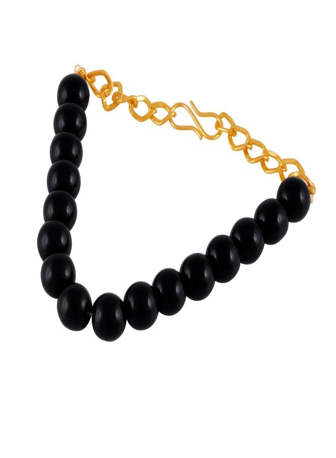 Okos Fashion Jewellery Gold Plated Elegant Black Artificial Pearl Necklace Set/Jewellery Set With Adjustable Bracelet For Girls and Women NL1000597BLK - Image 4
