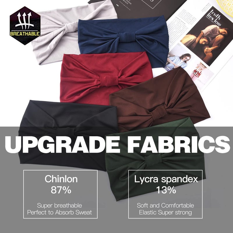 Yeshan أربطة رأس ييشان عريضة للنساء، باندانا أفريقية كبيرة، أربطة رأس غير قابلة للانزلاق، أربطة رأس بوهو، يوغا، جري، رياضة، تمارين، صالة رياضية، عمامات، أربطة رأس سميكة، عبوة من 6 - Image 5