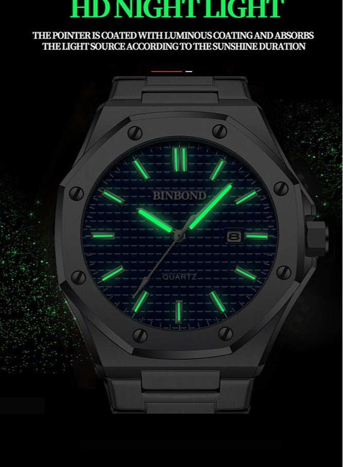 BINBOND Watches for Men Watch Luxury Stainless Steel Quartz Waterproof Watch - Image 3