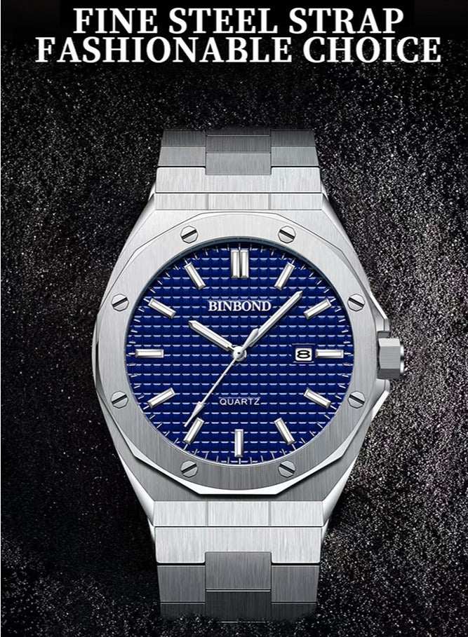 BINBOND Watches for Men Watch Luxury Stainless Steel Quartz Waterproof Watch - Image 1