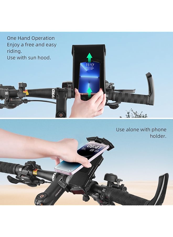 Excefore Motorcycle Phone Mount Holder With Sun Shade, Waterproof 360° Rotatable - Reduce Glare And Reflection, Sturdy Secure, Can One-Handed Operation, Premium Abs+Pc Anti-Oxidation Compatibility Any Phone - Image 3