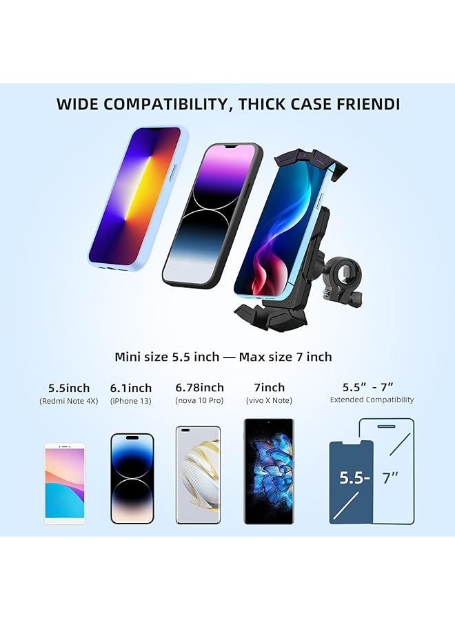 Excefore Motorcycle Phone Mount Holder With Sun Shade, Waterproof 360° Rotatable - Reduce Glare And Reflection, Sturdy Secure, Can One-Handed Operation, Premium Abs+Pc Anti-Oxidation Compatibility Any Phone - Image 5