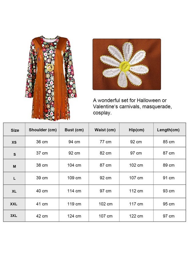 SATINIOR 70s 60s Hippie Costume Set 70s Outfits Accessories for Carnival Party Halloween Women Disco Dress(Adult Size (Medium)) - Image 3
