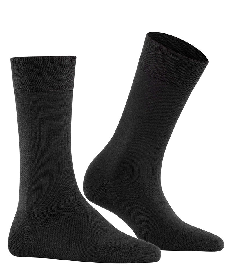FALKE Women's Sensitive Berlin Socks, Wide Top, Skin-Friendly, Flat Seams, Breathable Warm, Merino Wool Cotton, Black (Black 3009), 5-7.5, 1 Pair - Image 2