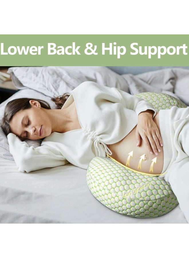 VTERLY Pregnancy Pillow, Maternity Pillow for Pregnant Women Sleeping, Adjustable Body Pillow for Pregnant Women, Pregnancy Wedge Pillows Support for Back, Legs, Belly, HIPS - Green - Image 3