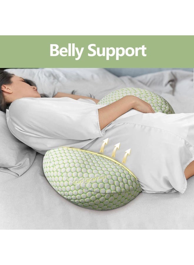 VTERLY Pregnancy Pillow, Maternity Pillow for Pregnant Women Sleeping, Adjustable Body Pillow for Pregnant Women, Pregnancy Wedge Pillows Support for Back, Legs, Belly, HIPS - Green - Image 4