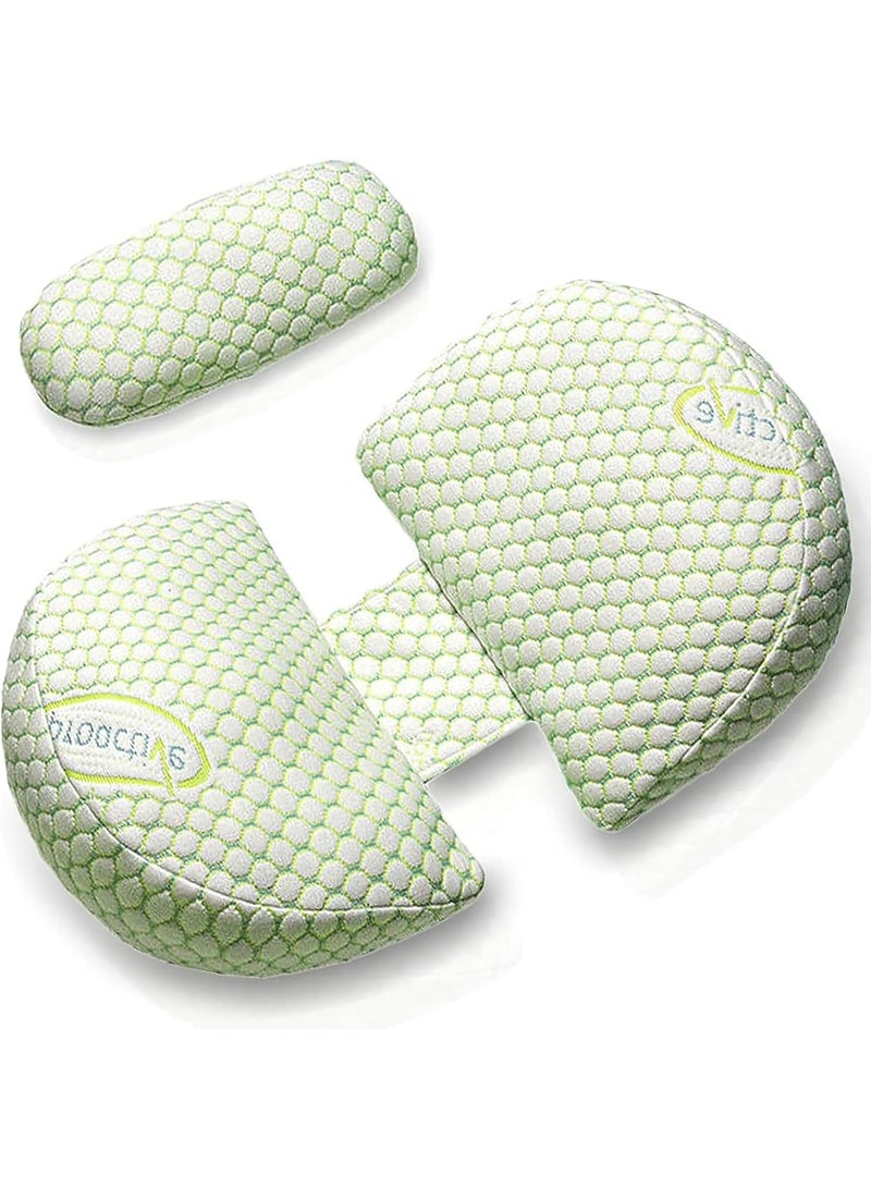 VTERLY Pregnancy Pillow, Maternity Pillow for Pregnant Women Sleeping, Adjustable Body Pillow for Pregnant Women, Pregnancy Wedge Pillows Support for Back, Legs, Belly, HIPS - Green - Image 1