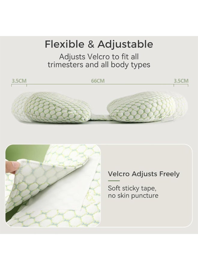 VTERLY Pregnancy Pillow, Maternity Pillow for Pregnant Women Sleeping, Adjustable Body Pillow for Pregnant Women, Pregnancy Wedge Pillows Support for Back, Legs, Belly, HIPS - Green - Image 2