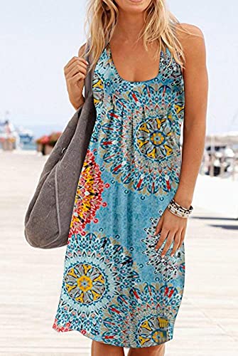 Camisunny Flowy Flattering Summer Dresses for Women Fashion 2019 Vacation Dress Printed Elegant Size L - Image 3
