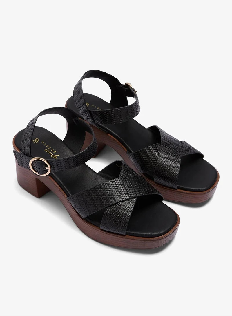 ماتلان Black Clog Block Heel Sandals