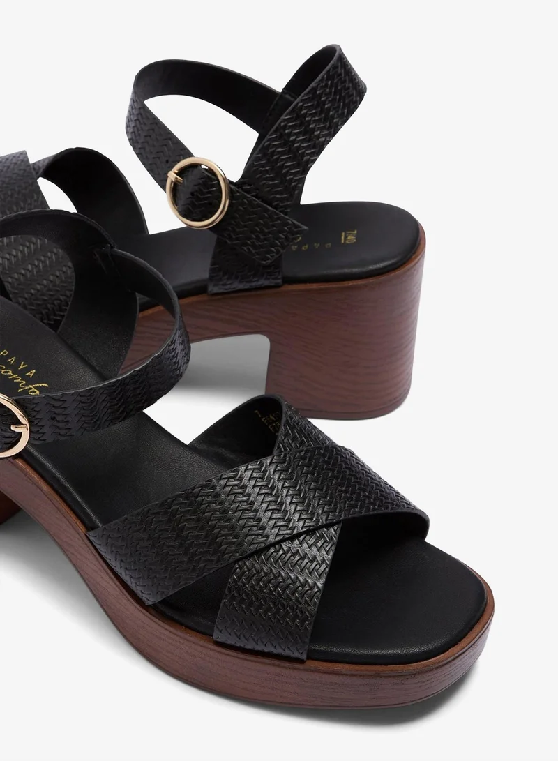 ماتلان Black Clog Block Heel Sandals